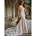 Elegant Alibaba Crystal Lace V Neck Backless Mermaid Wedding Dresses Bridal Gown LWM278